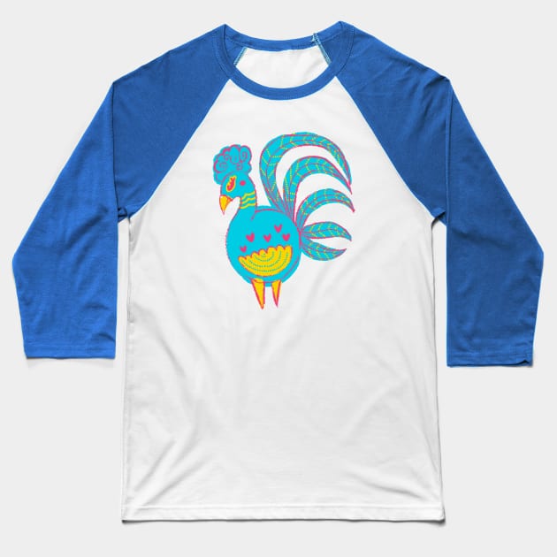 Blue Silkie Chicken Bird Baseball T-Shirt by narwhalwall